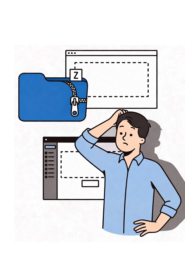 Comparison showing standard download links versus structured folder tree view